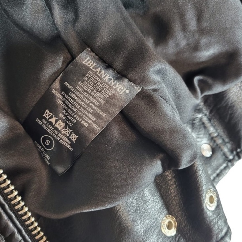 NEW Blank NYC Secret Keeper Faux Leather Embroidered Painted Jacket in Black - Picture 12 of 14
